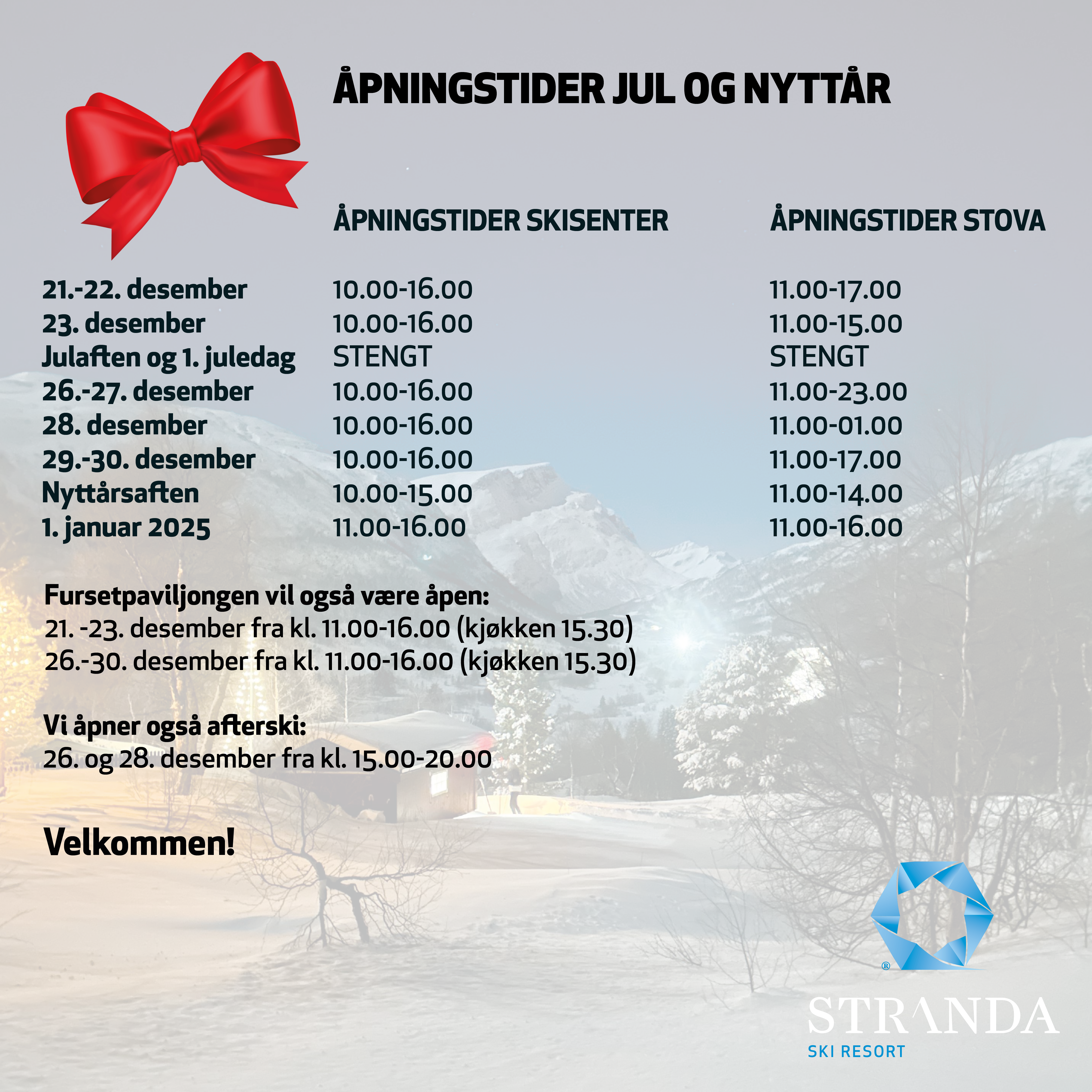 Åpningstid jul og nyttår